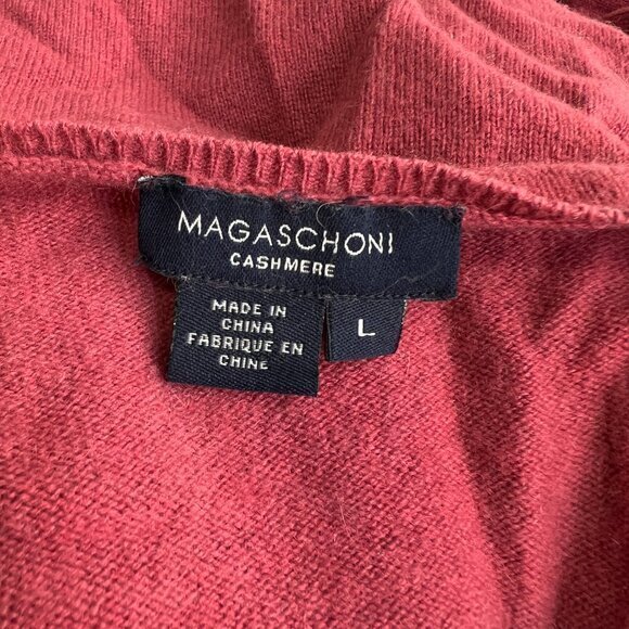 Magaschoni Cashmere Sweater L Pink V-neck Knit Solid Pullover Womens - Picture 8 of 10
